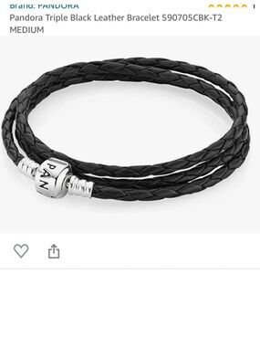 Pandora Triple Wrap Leather Bracelet 21”